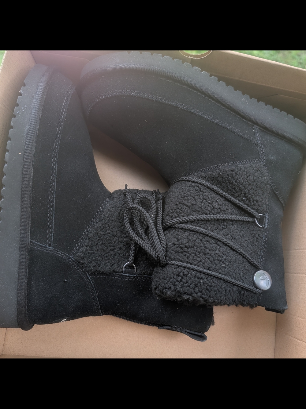 Koolaburra Black Sherpa-Lined Lace-Up Winter Boots